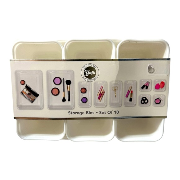 Yafa 10 Piece Beauty & Cosmetic Accessories Storage Container Organizer Bins NWT - Picture 1 of 12